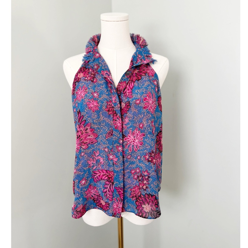 MISA Floral Blue and Pink Women's Top